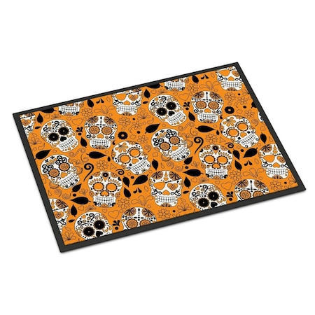 Carolines Treasures Day of the Dead Orange Indoor or Outdoor Mat, 18 x 27 in. BB5118MAT